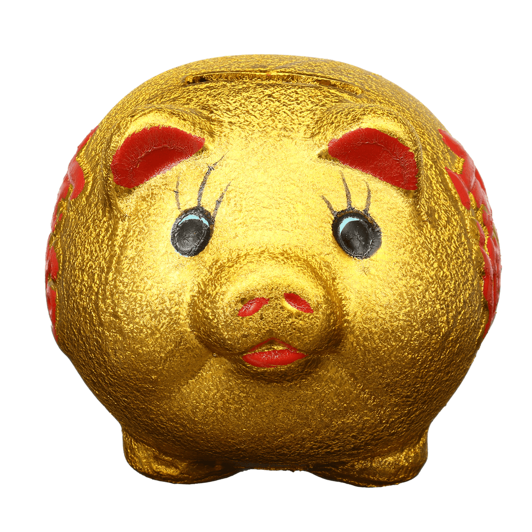 5'' Gold Ceramic Piggy Bank Mini Cute Pig Children Coin Collection Gift Decorations