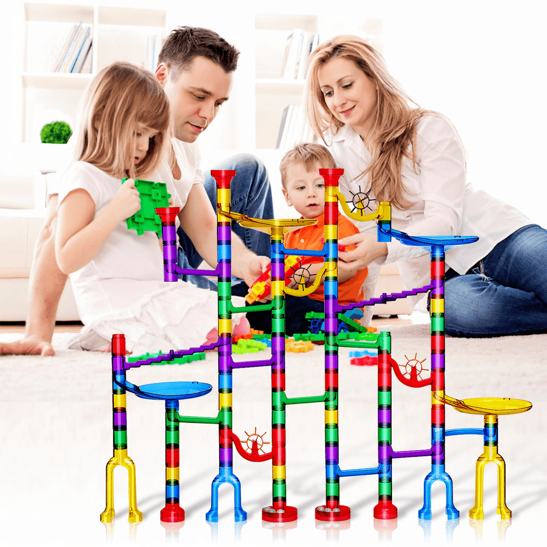 SGODDE 122 Pcs Kids DIY Track Ball Toy Building Blocks Intelligence Development Children Race Track Toys Gift for 3+Years Old