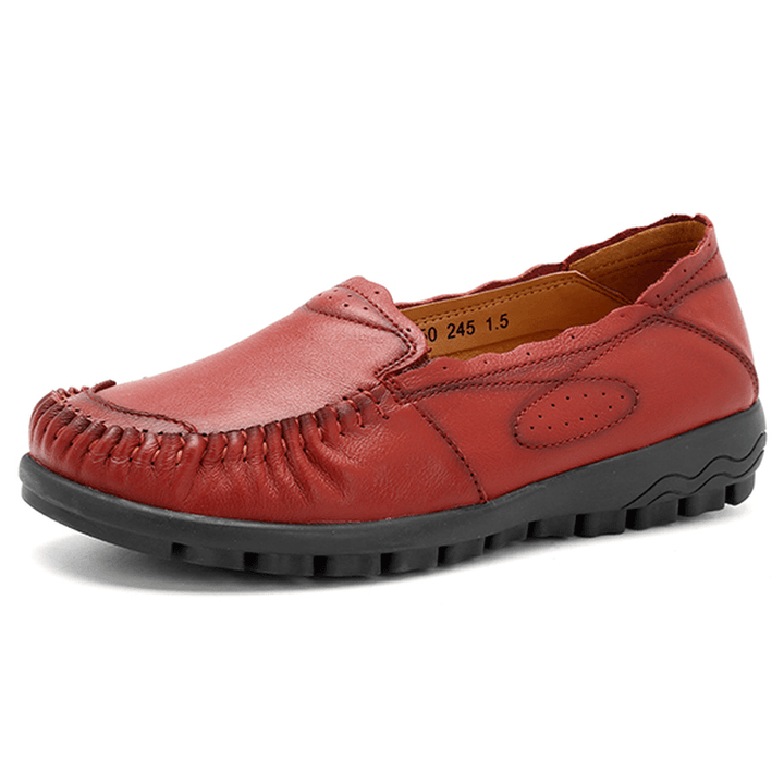 Genuine Leather Women Comfy Casual Flat Loafers - MRSLM