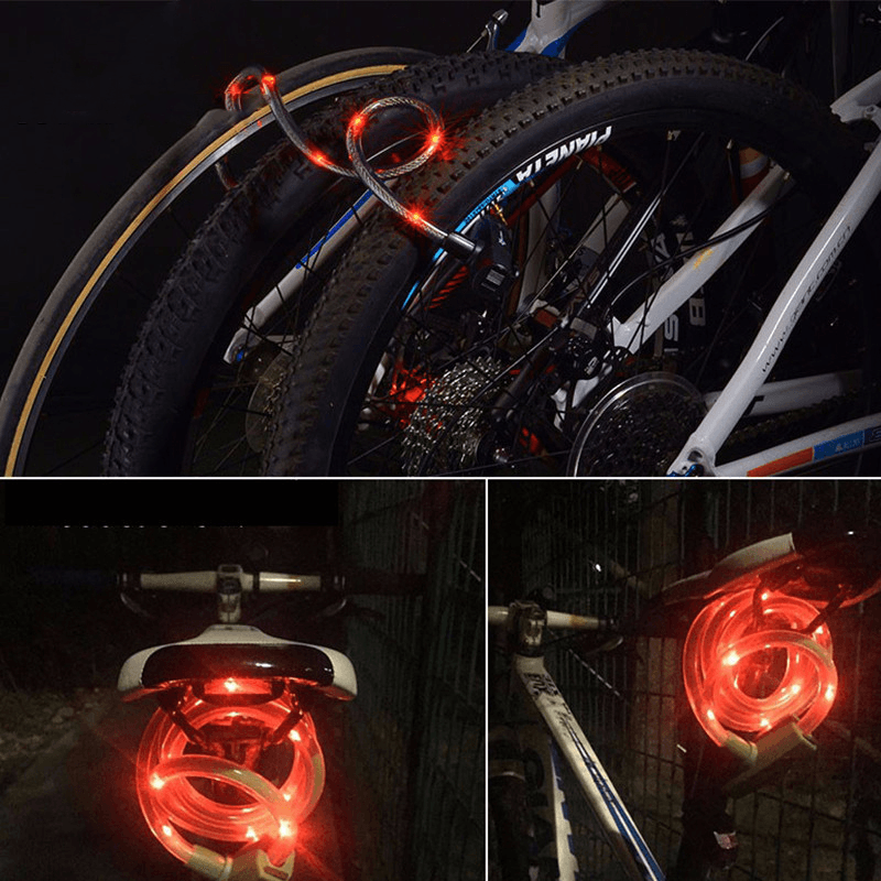 XANES 1.2M Mutifunction Anti-Theft Bike Lock Safe Tail Light Lock Usb Rechargeable Rainproof