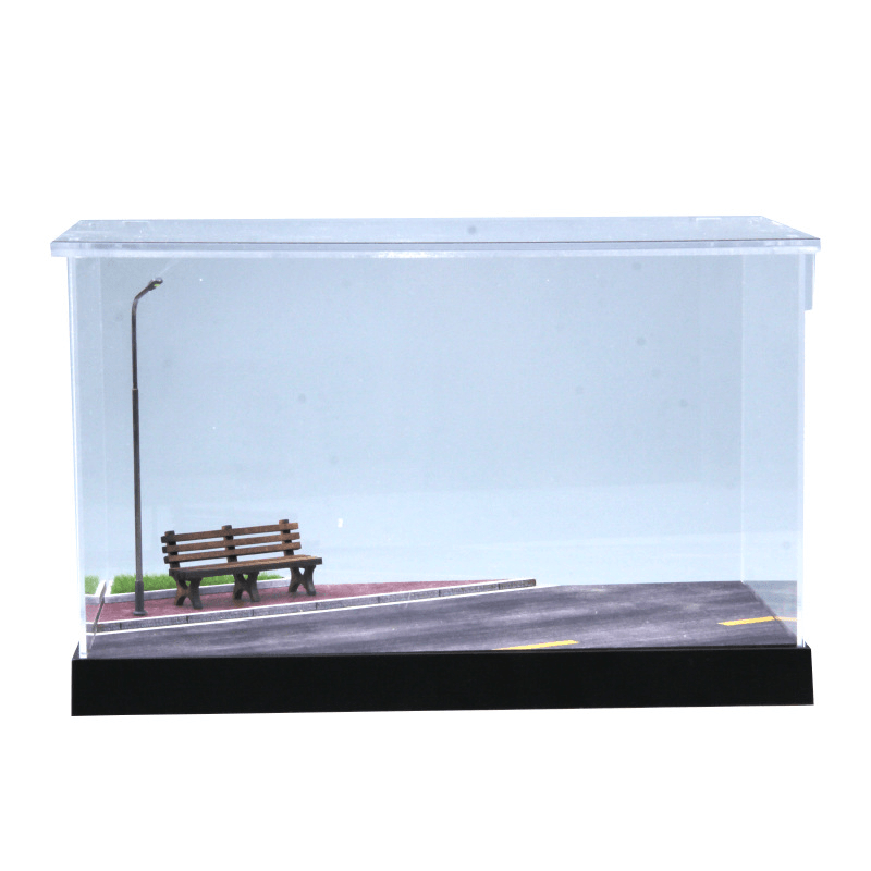 Car Model Parking Lot Dust Cover Acrylic Display Box with Light