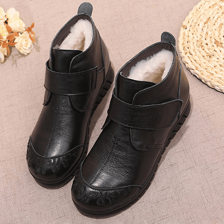 Round Toe Genuine Leather Ankle Boots