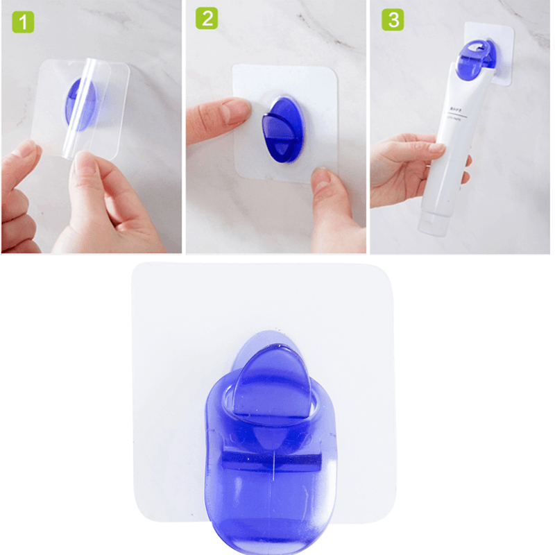 Multi-Function Wall Hanging Toothpaste Face Cream Clips Dispenser Bathroom Strong Adhesive Hook