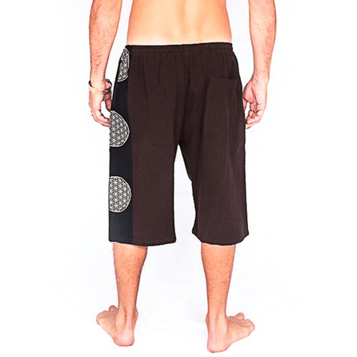 Mens Retro Printed Beach Holiday Casual Shorts Breathable Quick Dry Half Pants