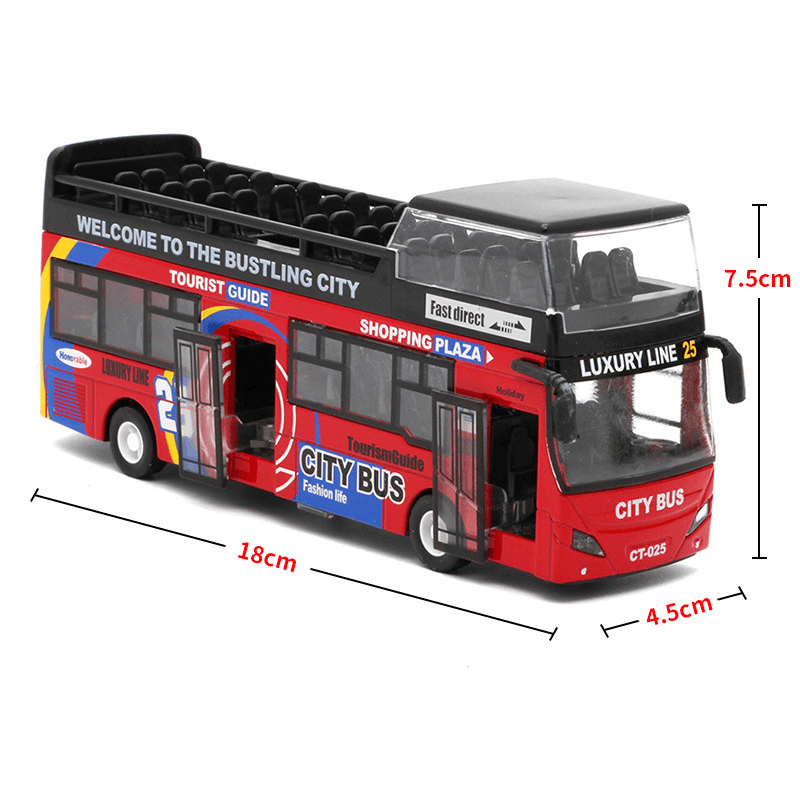 Urban Double-Decker Top Bus Bus Toy Sound and Light Pull Back Children'S Car