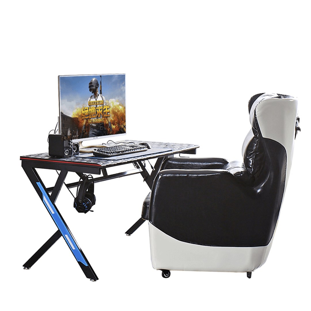 Gaming Desk R-Shaped Metal Frame 47" Stable Computer Desk Desktop Gamer Workstation Writing Desk Table for Home Office