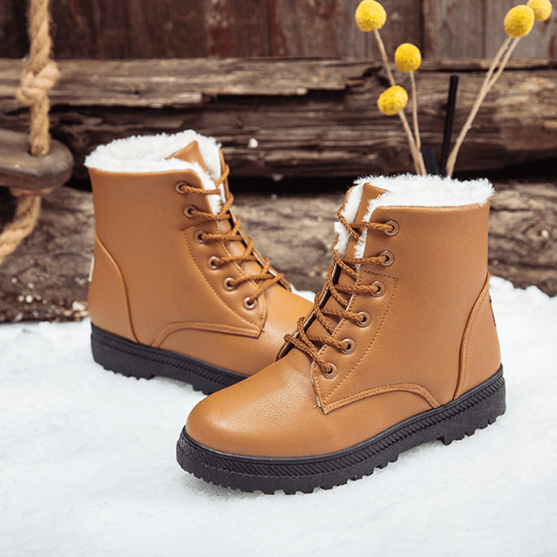 Women Casual Comfy Keep Warm Fur Lining Snow Boots - MRSLM