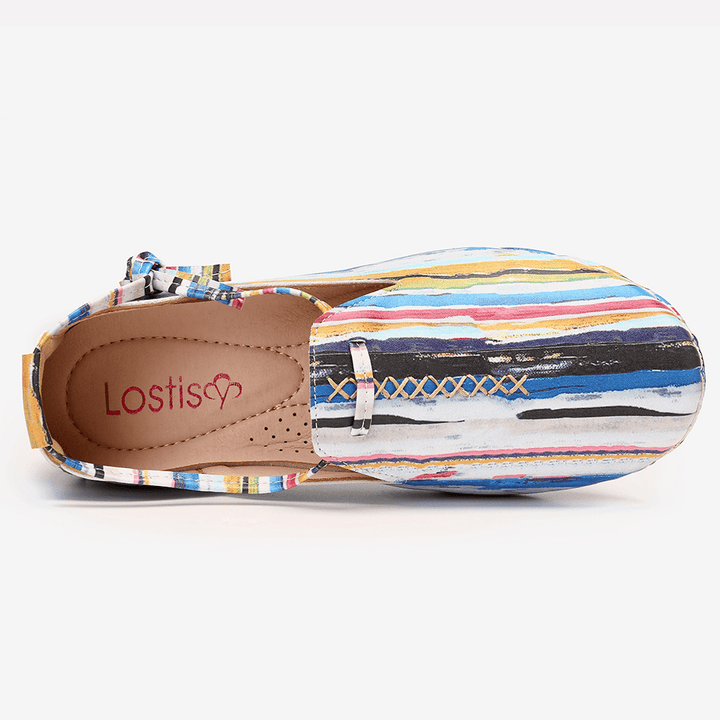 Lostisy Lace up Multicolor Comfy Soft Walking Casual Loafers