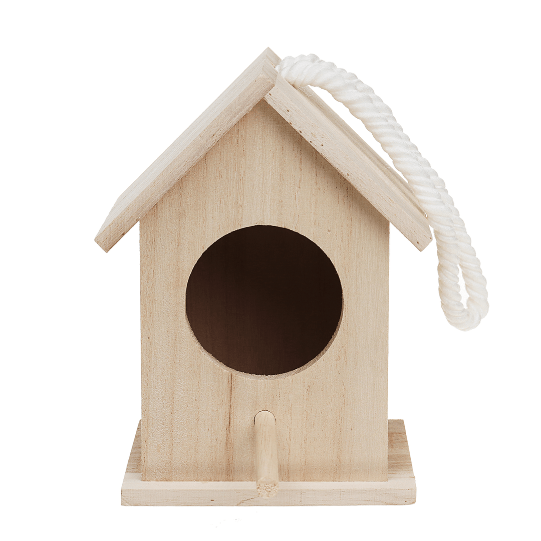 Wooden Bird House Feeder Wild Birds Nest Home Garden Nesting with Hanging Bird Net