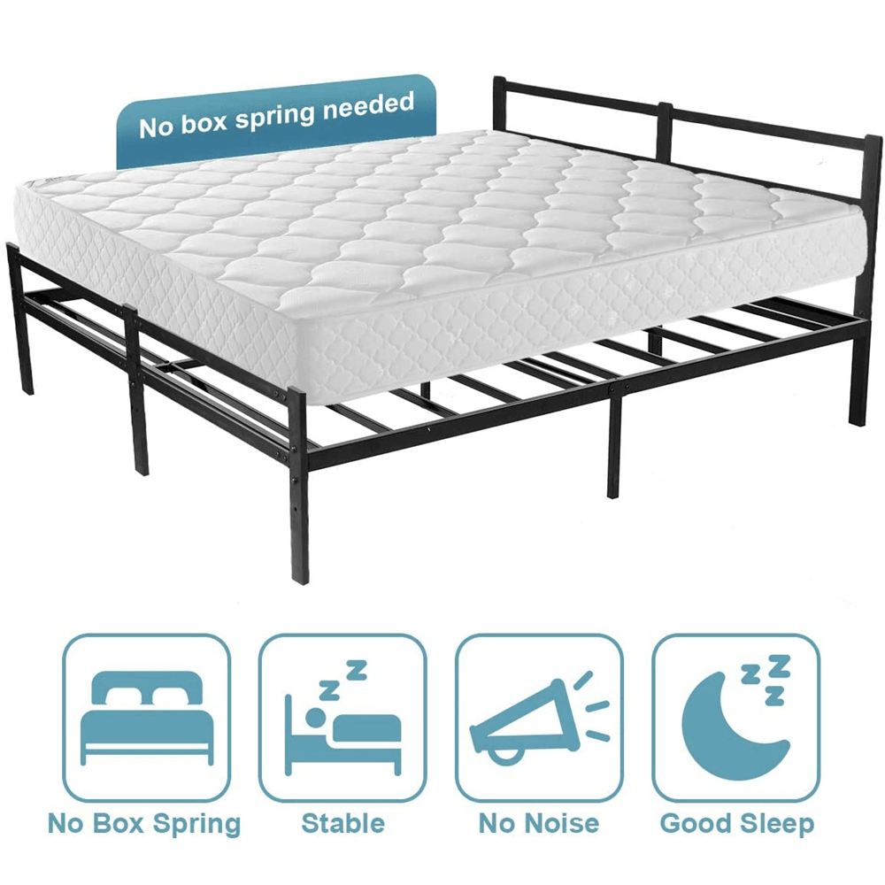 Full Bed Frames with Headboard,Black 14 Inch Metal Platform Bed Frame with Storage, Heavy Duty Steel Slat and Anti-Slip Support, Easy Quick Lock Assembly, No Box Spring Needed - Full Size