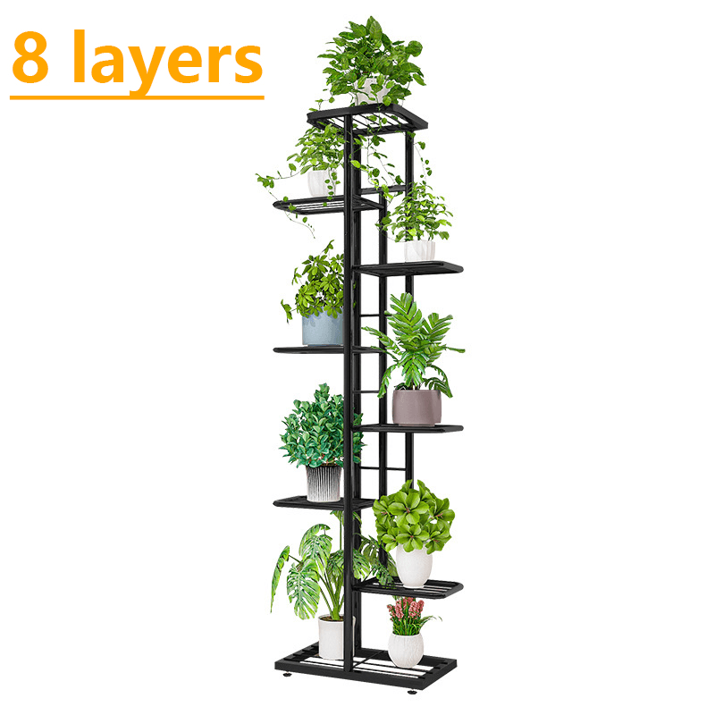 7/8 Black/White Layers Retro Iron Plant Stand Pot Plant Display Shelves Garden Home Decoration - MRSLM