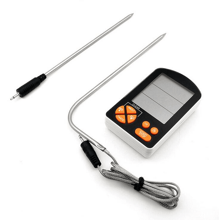 Outdoor BBQ Cooking Digital LCD Remote Thermometer with Built-In Timer Alarm AAA Battery