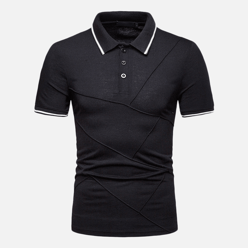 Mens Business Turn-Down Collar Splice Cotton Slim Golf Shirts