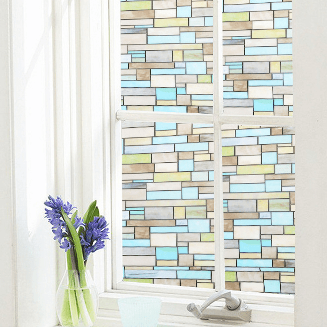 2M Brick Static Cling Cover Frosted Window Glass Film Sticker Privacy Home Decor