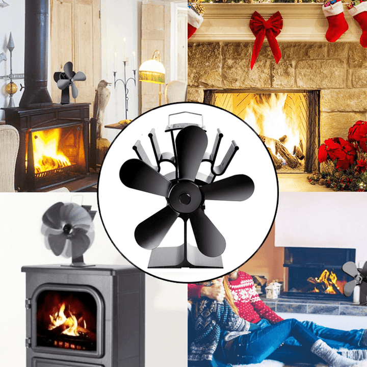 Ipree¬Æ 8.8Inch 5 Blades Fireplace Fan Wood Burner Stove Thermal Heat Power Fan