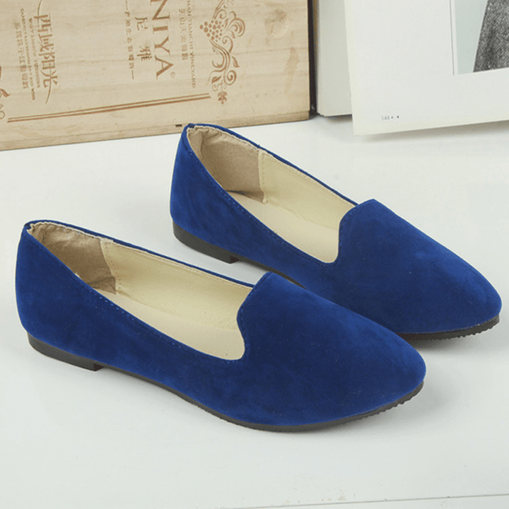 US Size 5-11 Women Flats Comfortable Casual Slip on Pointed Toe Suede Flat Loafers Shoes