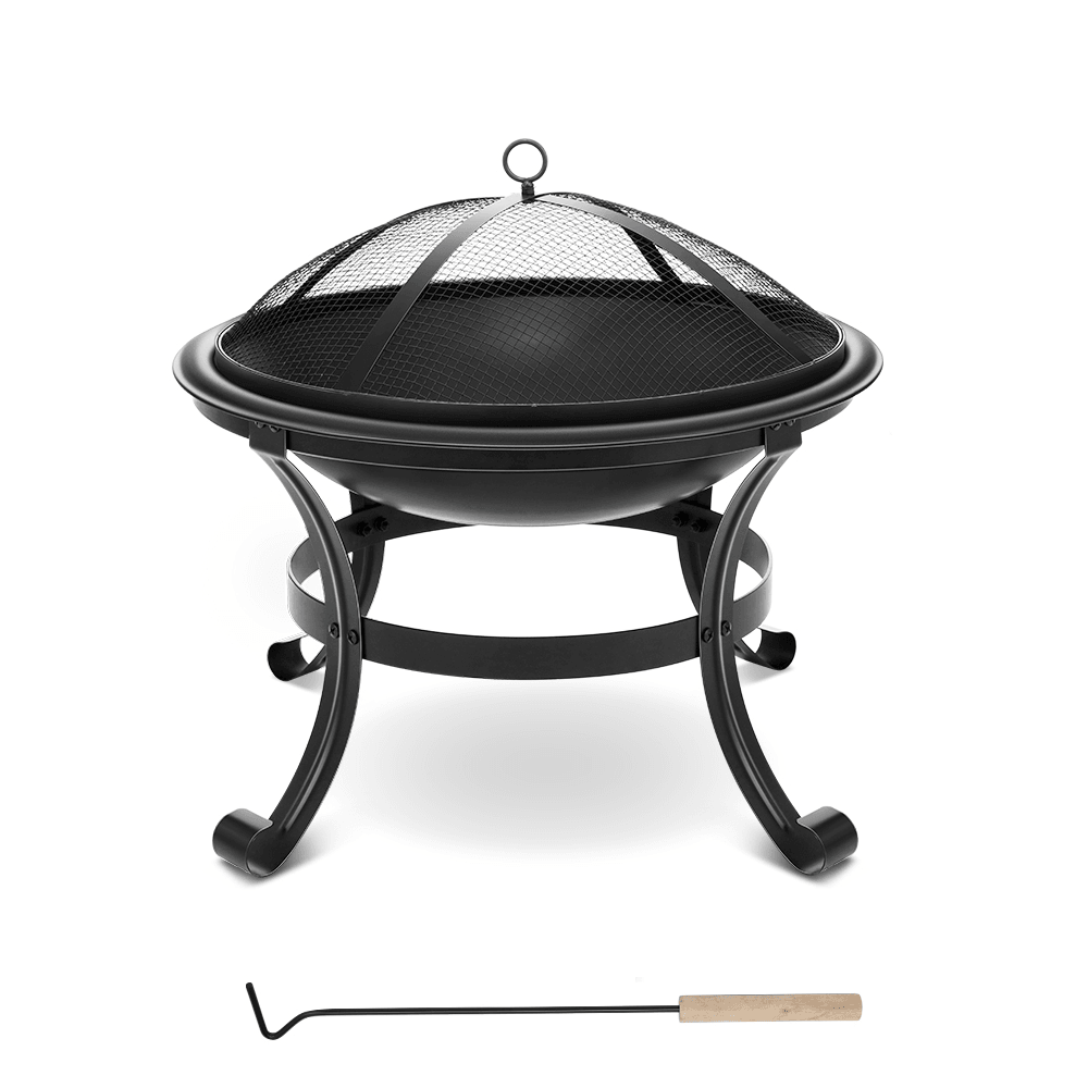 [US/ EU Direct] XMUND XM-CG1 22 Inch Steel Fire Pits Firepit with Mesh Screen Durability and Rustproof Fire Bowl BBQ Grill for Outdoor Wood Burning Camping Bonfire Garden Beaches Park