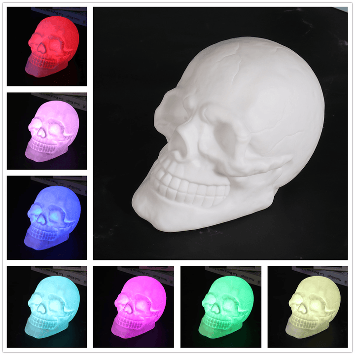 3D Colorful LED Skull Night Light Remote Control Stress Relief USB Rechargeable