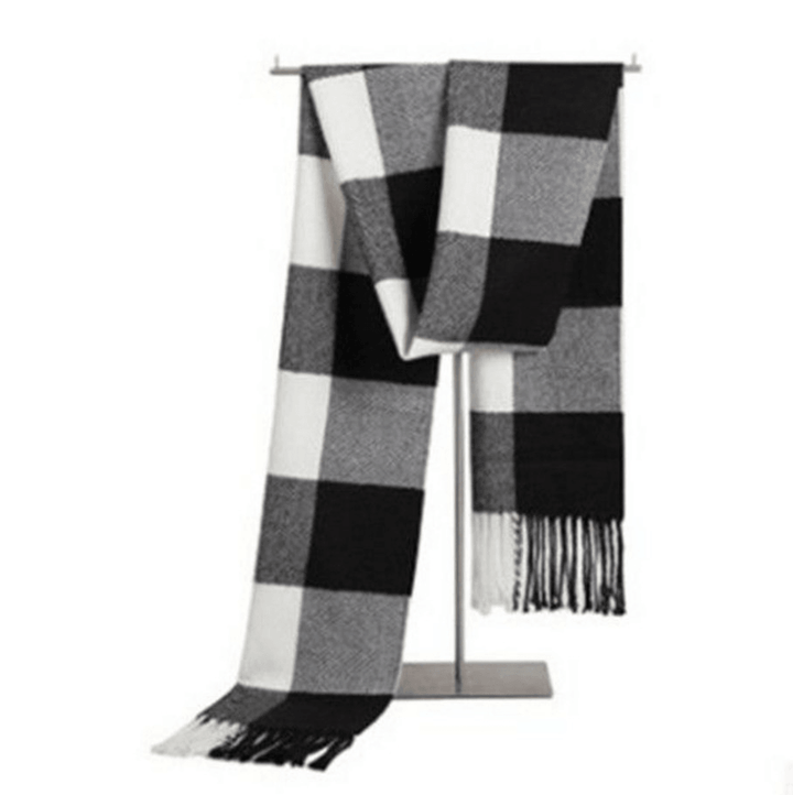 Men'S Wool Scarf Short Winter Warm Thin Neck Scarf Plaid Elderly Middle Aged Youth Leisure