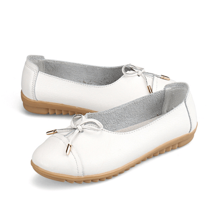 US Size 5-10 Women Flat Casual Outdoor Leather round Toe Soft Comfortable Slip on Flats Shoes