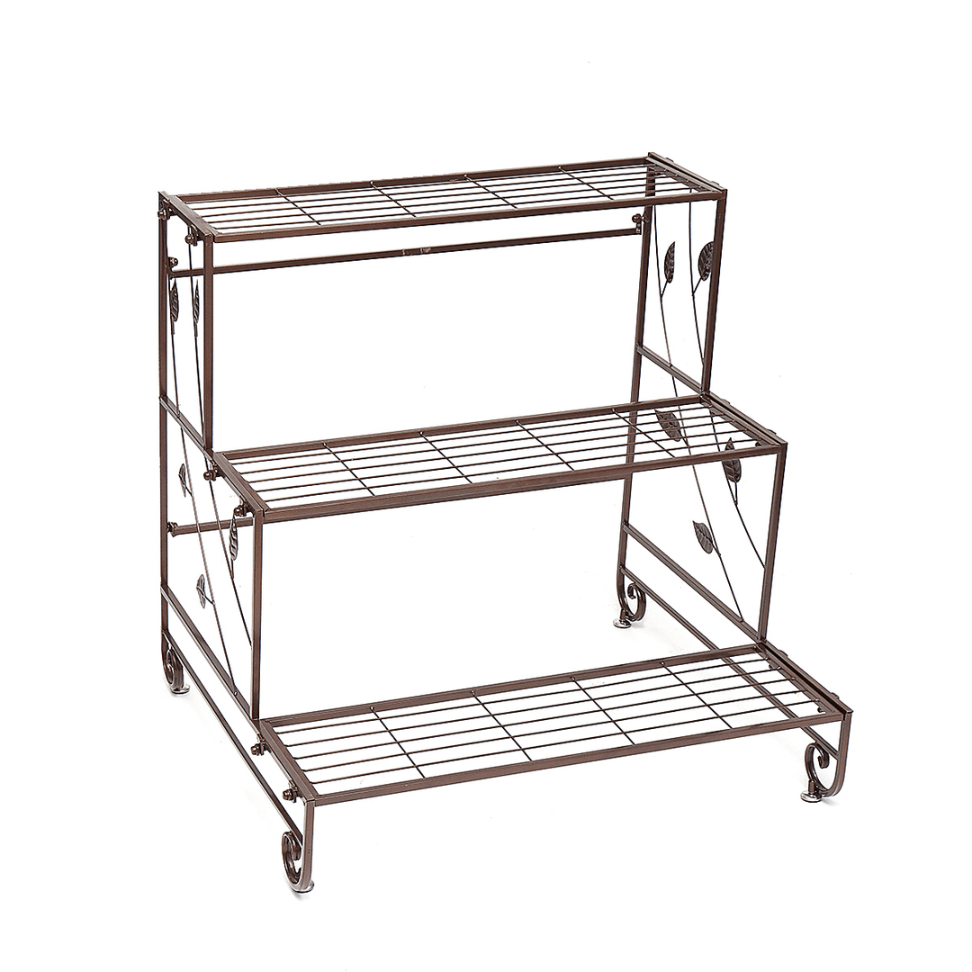 Iron Fower Stand Floor Multi-Layer Plants Rack 3 Tiers Ladder Shelves Bookshelf Flower Pot Stand for Balcony Living Room