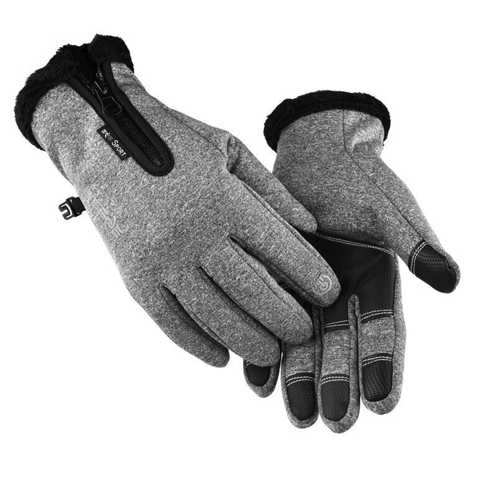 Men'S Autumn and Winter Gloves Touch Screen Zipper Waterproof Riding Outdoor