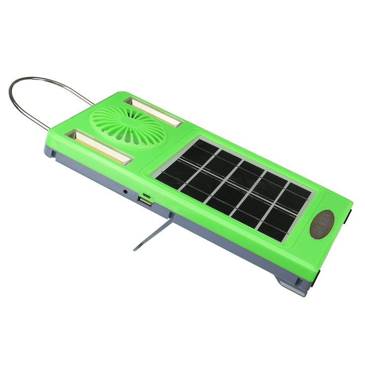 4-In-1 750Lm Camping Light COB Work Light Solar Power Panel Fan Power Bank EDC Outdoor Travel