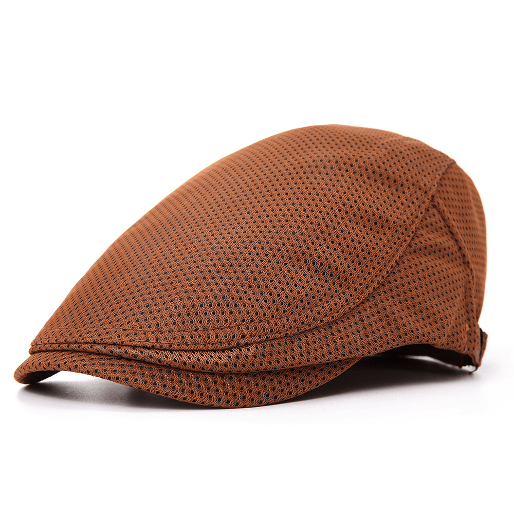 Men Polyester Mesh Breathable Beret Hat Ivy Newsboy Caps