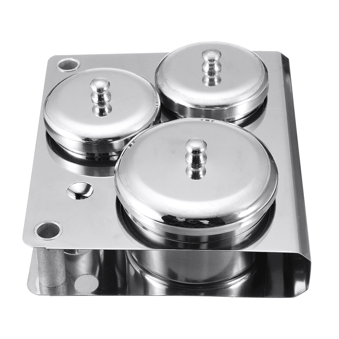 3Pcs Stainless Steel Dappen Dish Liquid & Powder Holder Base Organizer Tools Kit