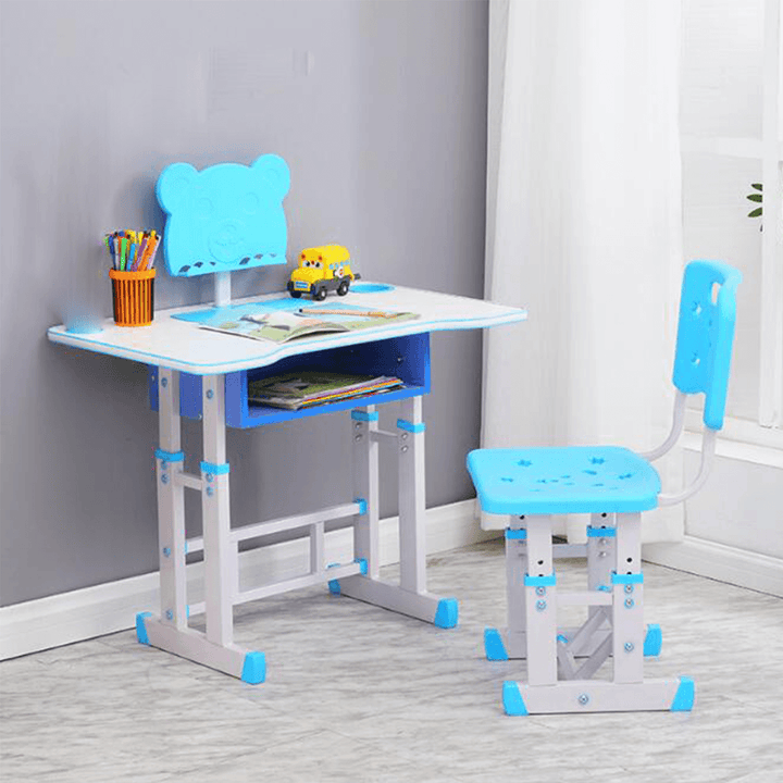 Children'S Study Desk Chair Set Ergonomic Height Adjustable Student Study Table Chair with Book-Stand Girls Boys Storage Drawer Writing Desk