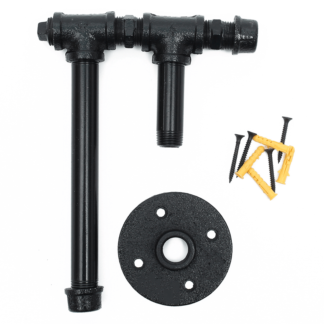 220Mm Industrial Iron Pipe Tissue Holder Rustic Wall Mount Black Toilet Paper Roll Holder