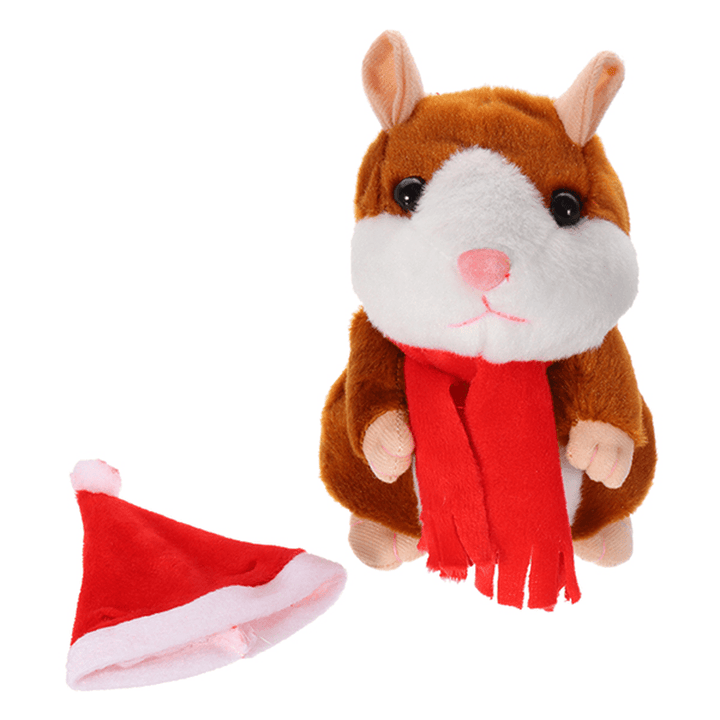 18CM Lovely Talking Hamster Christmas Plush Toy Speak Talking Sound Record Hamster Talking Toys