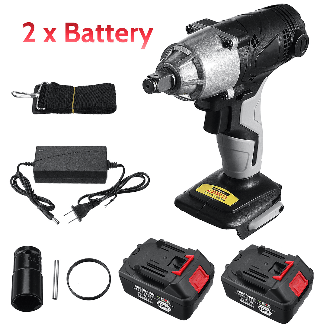 258VF Cordless Brushless Electric Impact Wrench Rechargeable Wrench Screwdriver Power Tool W/ 1/2Pcs Battery - MRSLM