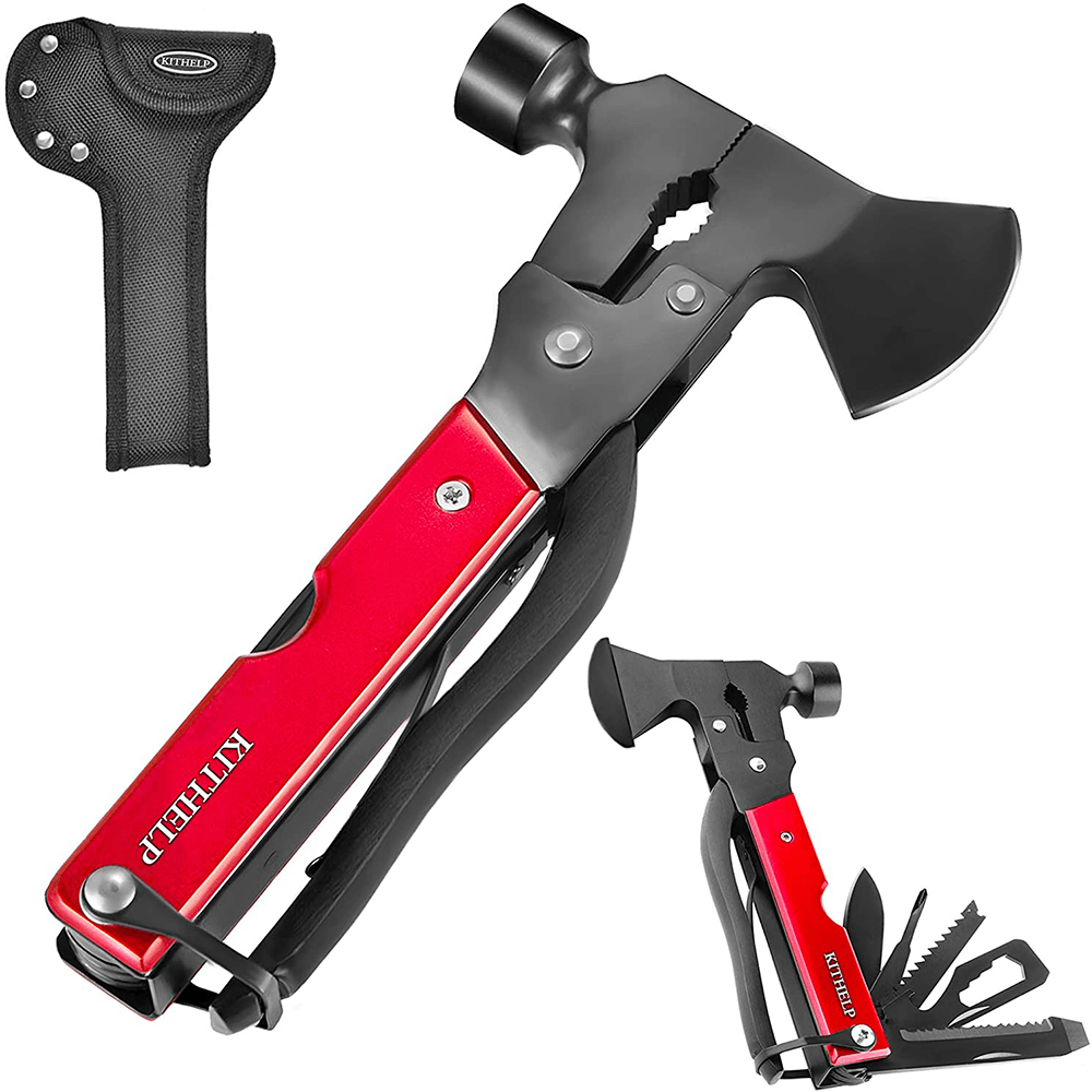 14 in 1 EDC Folding Multitool Knife Kit Hammer Saw Screwdrivers Pliers Bottle Opener Durable Sheath Camping Gear Survival Multitool Accessories Outdoor Tools