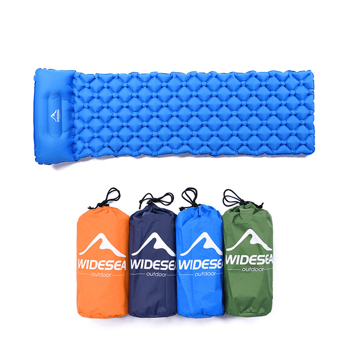 Widesea Single Sleeping Pad Inflatable Air Mattresses Folding Portable Furniture Bed Ultralight Cushion with Pillow Camping Travel