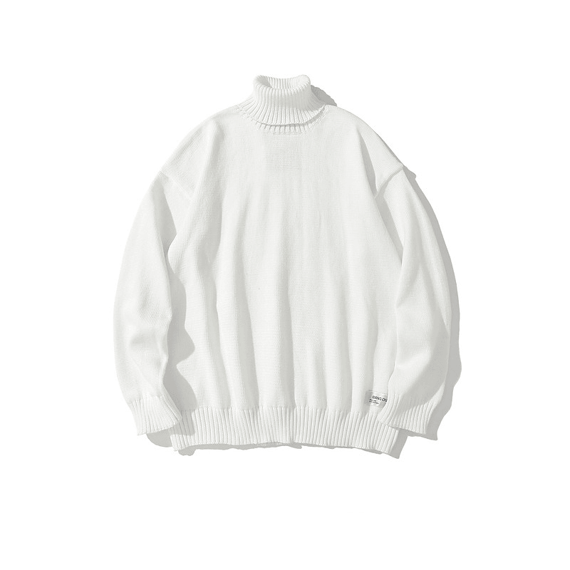 Japanese Retro High Crew Neck Sweater Men