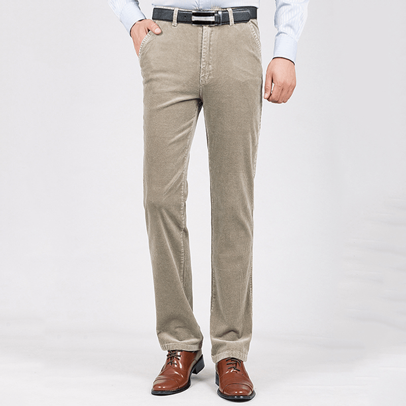 Mens Fall Winter Thick Warm Corduroy Business Straight Pants