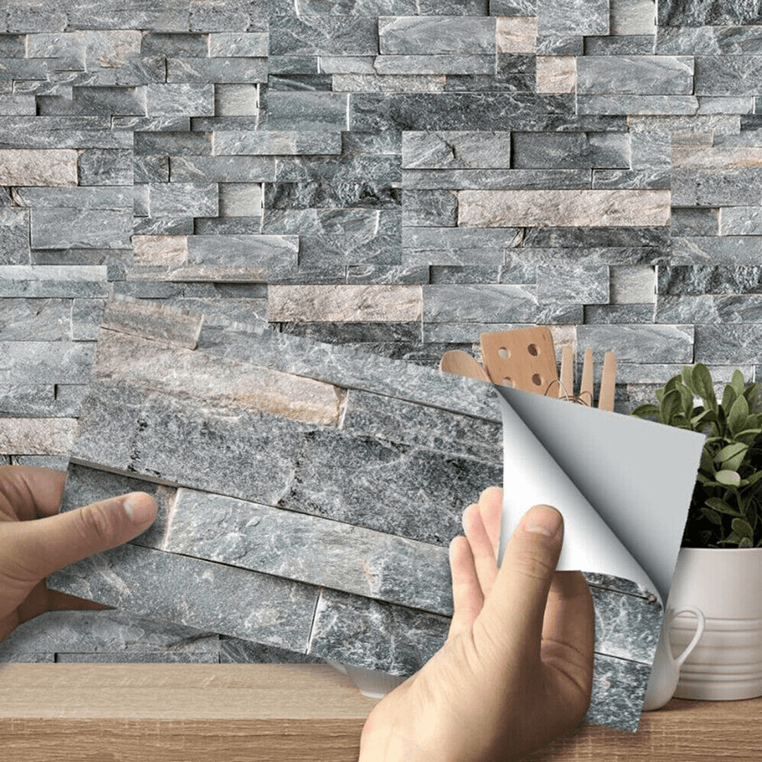 9Pcs Kitchen Tile Stickers Mosaic Wall Paper Bathroom Self-Adhesive Decor Home DIY