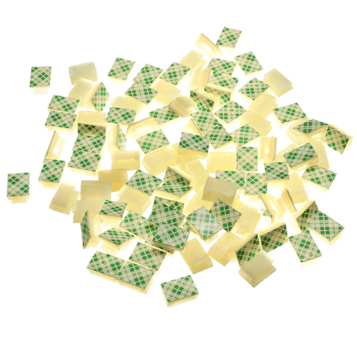 100Pcs Electrical Cable Clamp White Plastic Wire Tie Rectangle Cable Mount Clip Clamp Self-Adhesive Wiring Accessories