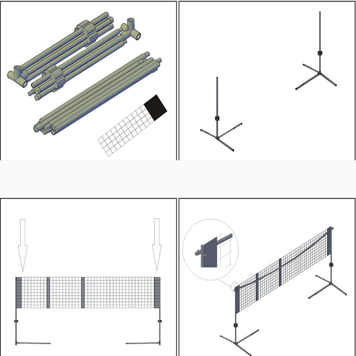 6.1M/20Ft Nylon Foldable Portable Badminton Net Volleyball Tennis Football Net