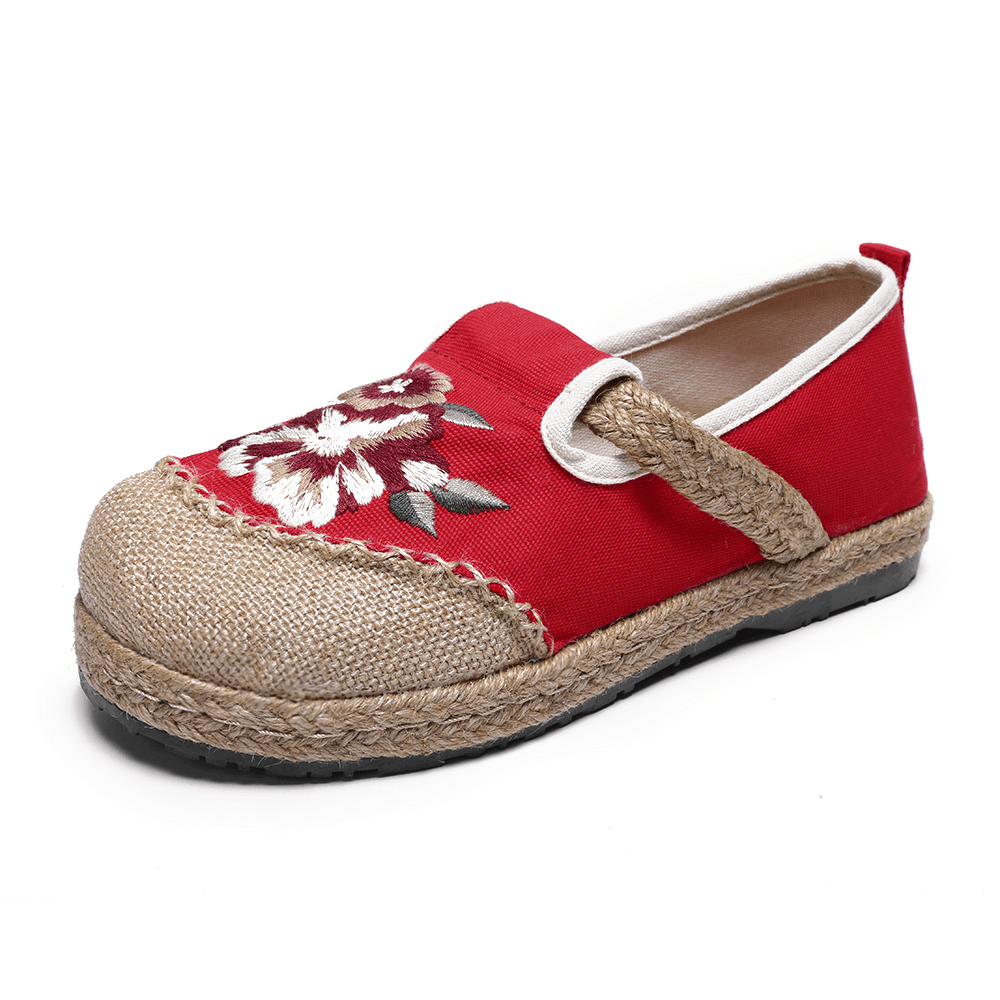 Women Old Peking Flowers Embroidery Casual Espadrille Loafers - MRSLM