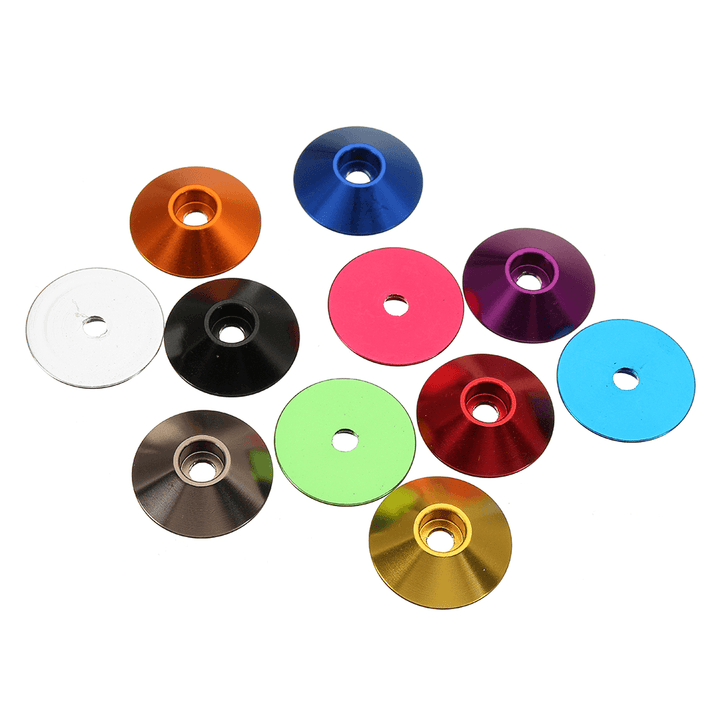 Suleve‚Ñ¢ M3AN10 10Pcs M3 Cap Head Screw Cup Washer Extra Large Gasket Aluminum Alloy Multicolor