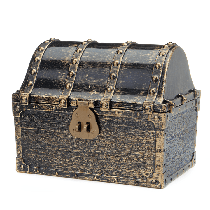 Retro Treasure Chest Gold Coins Jewelry Box Game Props Toys