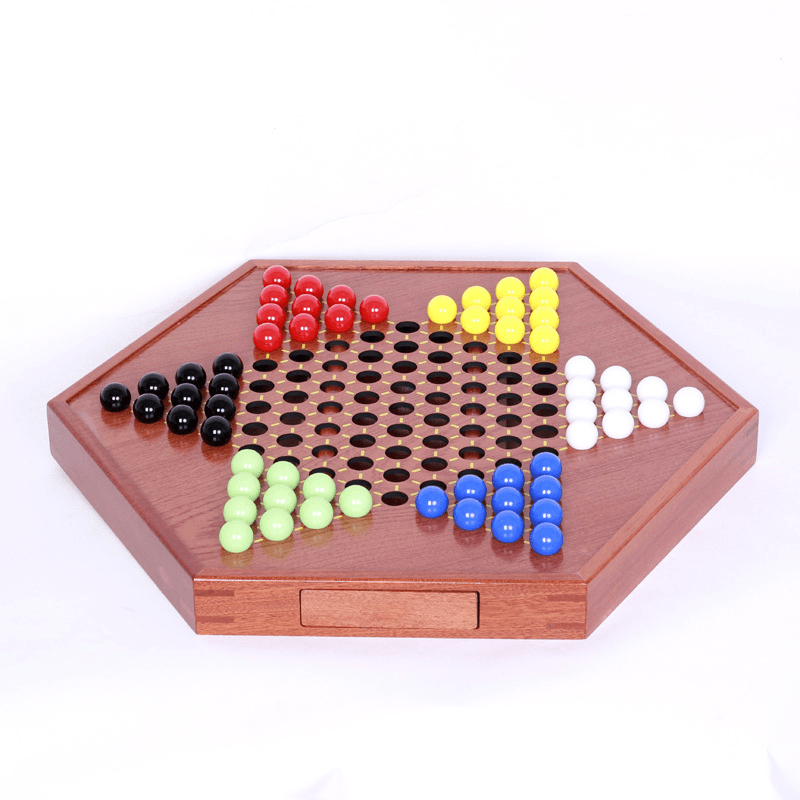 Children'S Educational Hexagonal Wooden Checker Board