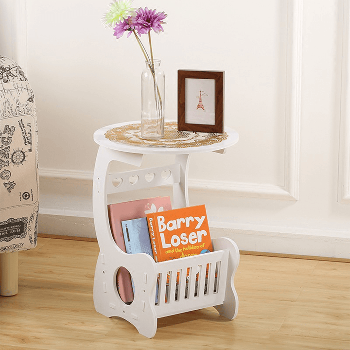 Modern Coffee Table European Creative Mini Magazine Books Storage Shelf Bracket Bookshelf round Tea Table