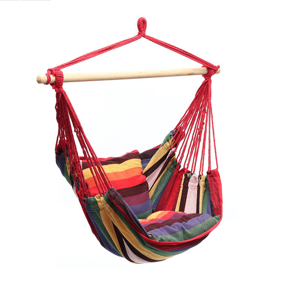 Garden Hammock Chair Hanging Swing Seat with 2 Cushions Outdoor Camping - MRSLM