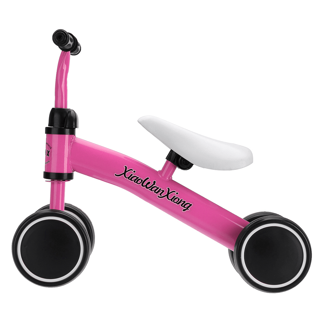 12 Inch 4 Wheels Kids No Pedal Balance Bikes for Aged 1-3 Toddler Children Bicycle with Non-Pneumatic EVA Tires Blance Training