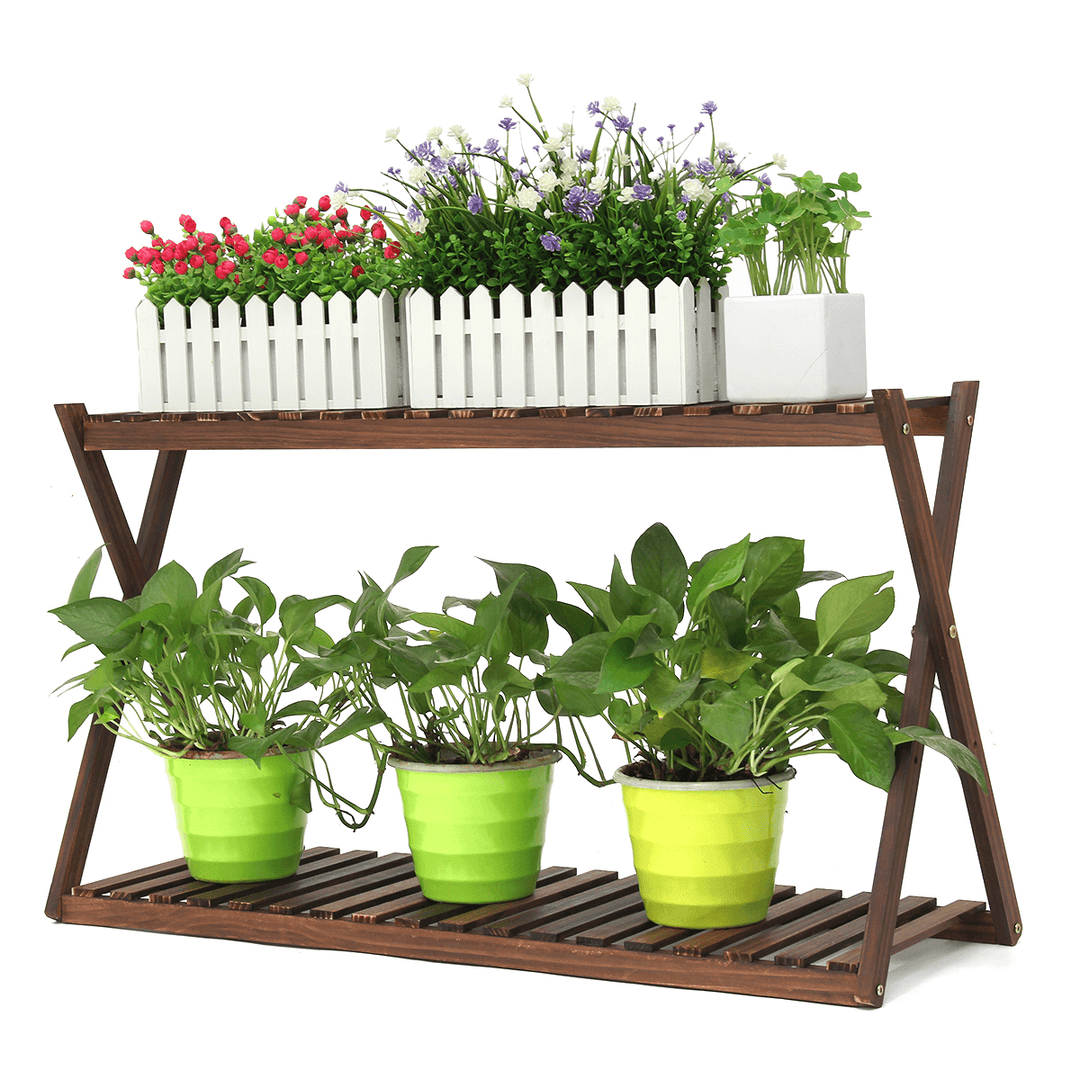 2 Layers Plant Stand Flower Pot Shelves Indoor Outdoor Garden Home Office Planter Shelf Storage Rack