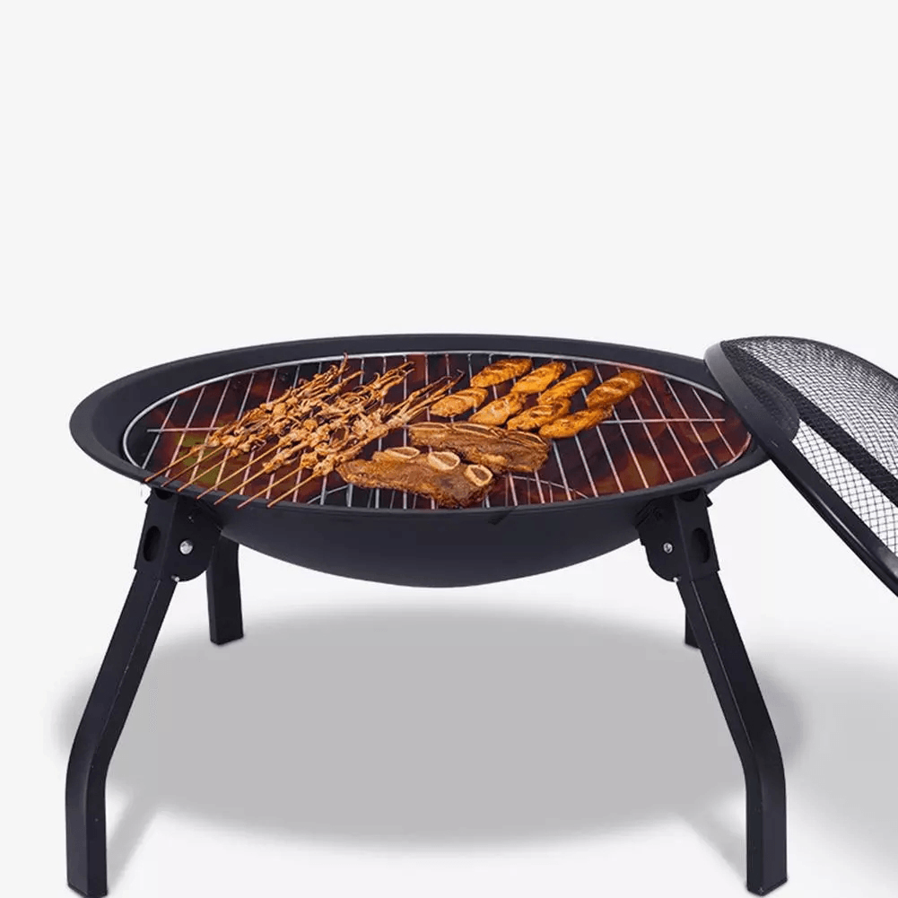 Ipree¬Æ 22Inch Fire Pit Portable Outdoor Wood Burning Steel Firepits BBQ Grill Camping Picnic Travel Garden Patio