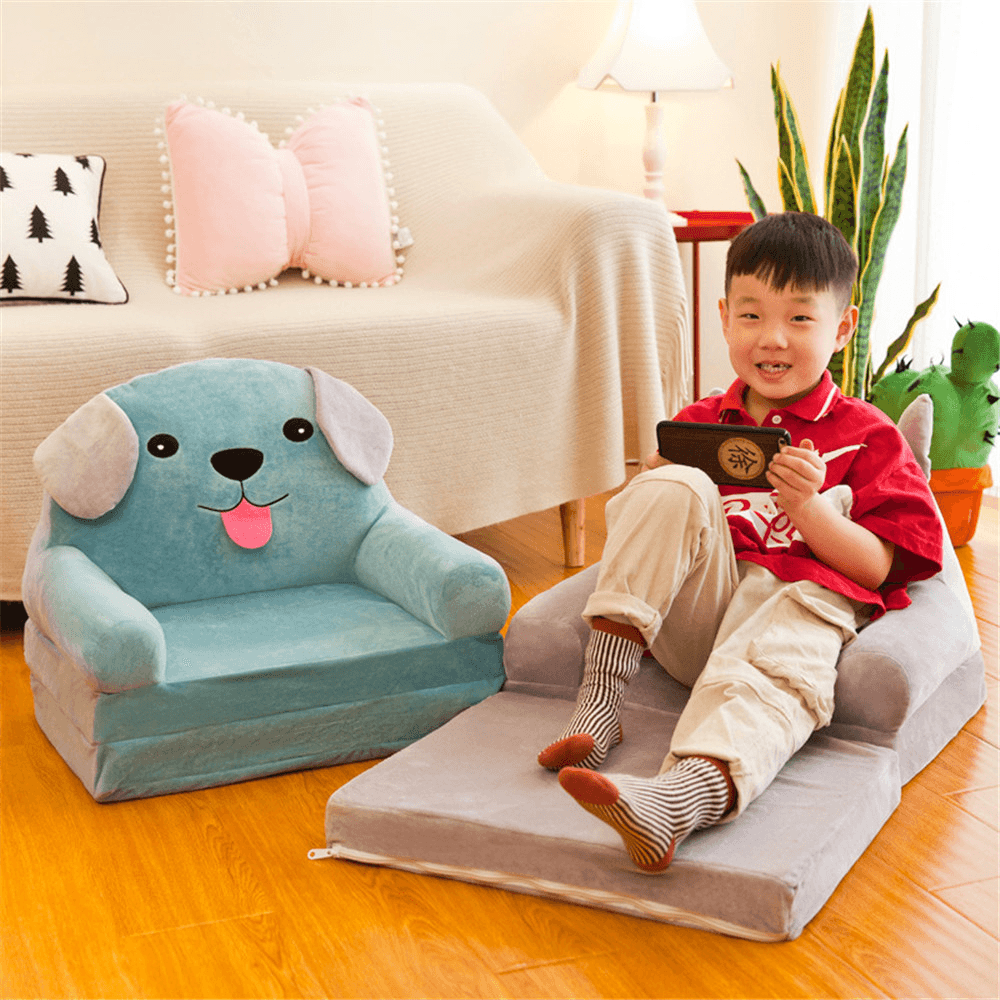 2 in 1 Flip Open Couch Seat Cartoon Foldable Kid Sofa for Infant Toddler